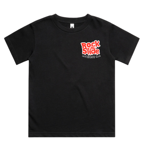 Kids RockNSlide Skateboard Club Stencil Tee | Black/Red